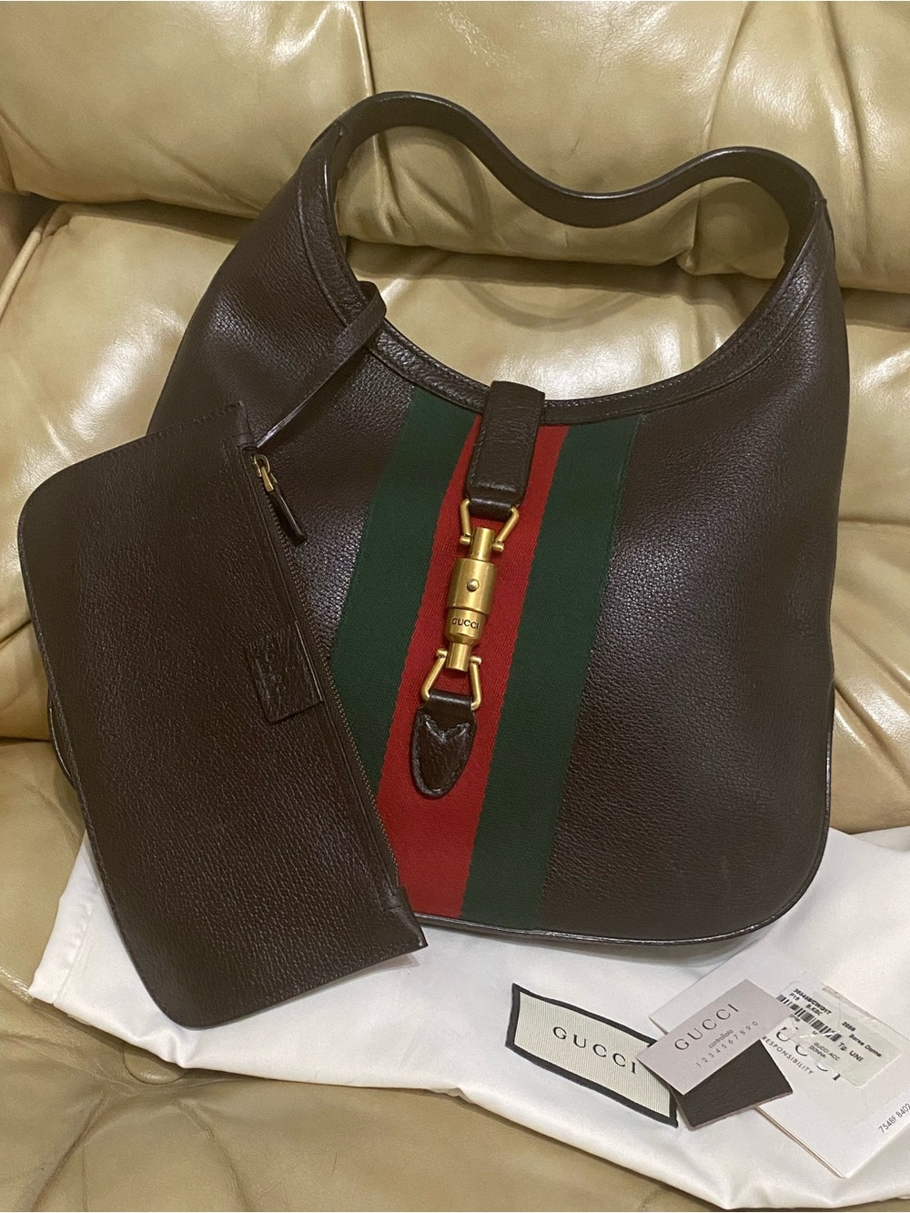 Spectacular Gucci "New Jackie" Hobo Leather Web Stripe w/Pouch 1961